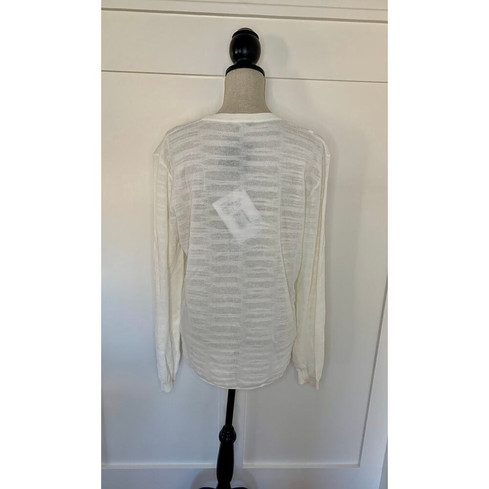 Roberto Collina Mens Sweater in Ivory Size 52 Knit Pullover Classic Warmer Boho